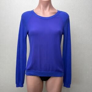 Bella Luxx Purple Mixed Media Raglan Long Sleeve Thin Sweater Top S